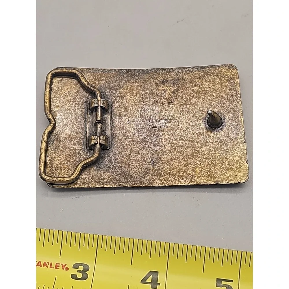 Vtg LINESMAN Belt Buckle 1982 Phone Power POLE Telephone Garfield Brass RARE VG+